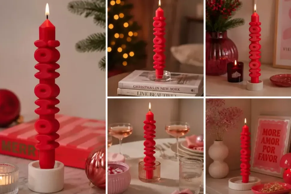 Taper candle HO HO HO! Rødt