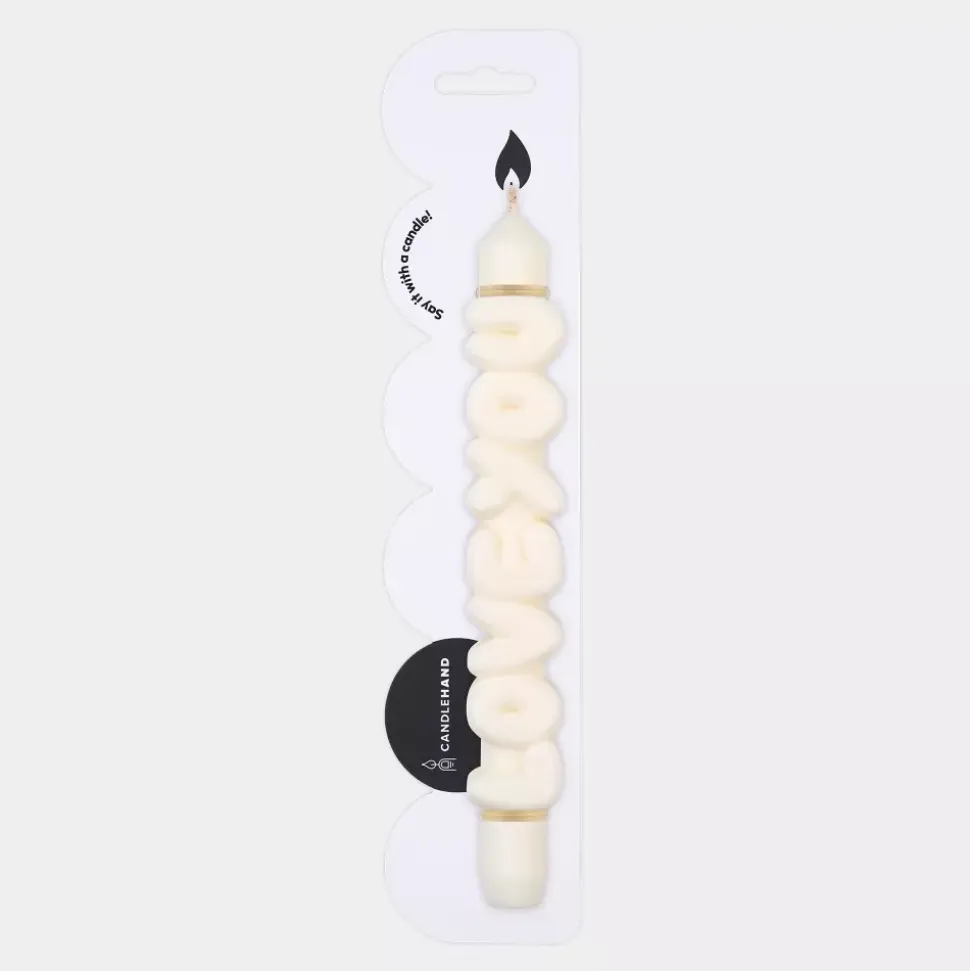 Taper Candle LOVE YOU Hvit