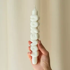 Taper Candle LOVE YOU Hvit