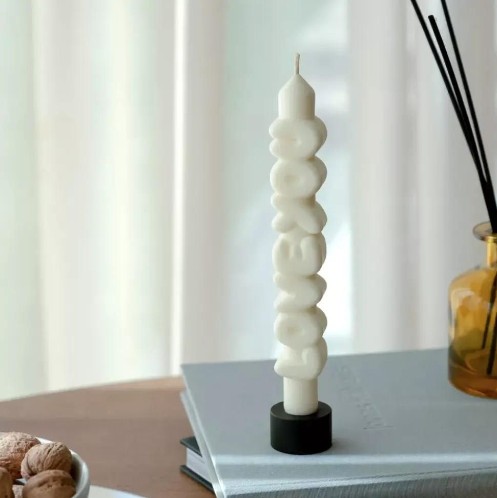 Taper Candle LOVE YOU Hvit