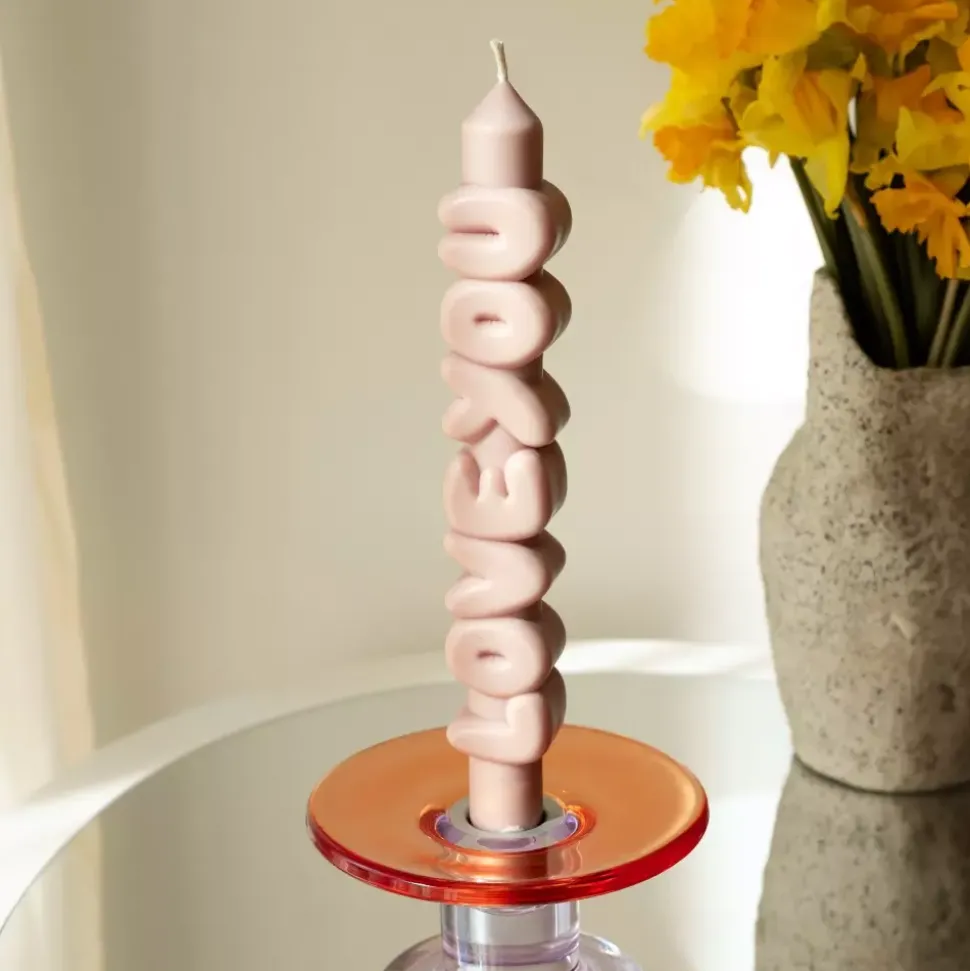 Taper Candle LOVE YOU Krem