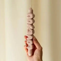 Taper Candle LOVE YOU Krem