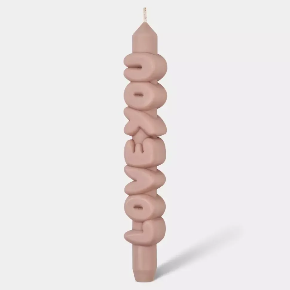 Taper Candle LOVE YOU Krem