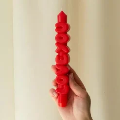 Taper Candle LOVE YOU Red