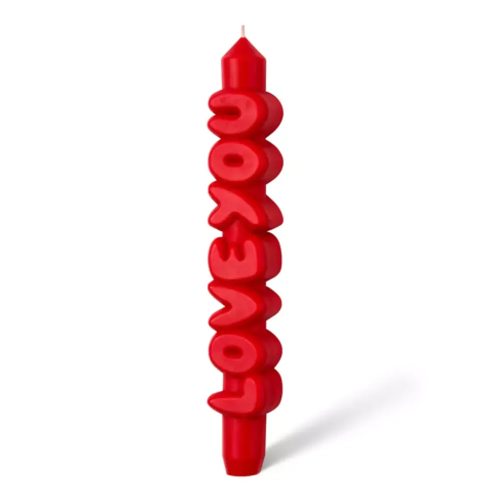 Taper Candle LOVE YOU Red