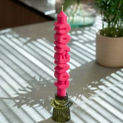 Taper Candle LOVE YOU Rosa