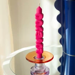 Taper Candle LOVE YOU Rosa
