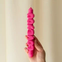 Taper Candle LOVE YOU Rosa