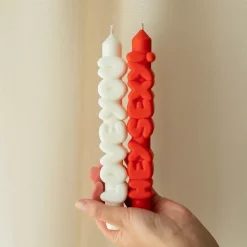 Taper Candle LOVING Hvit/Oransj