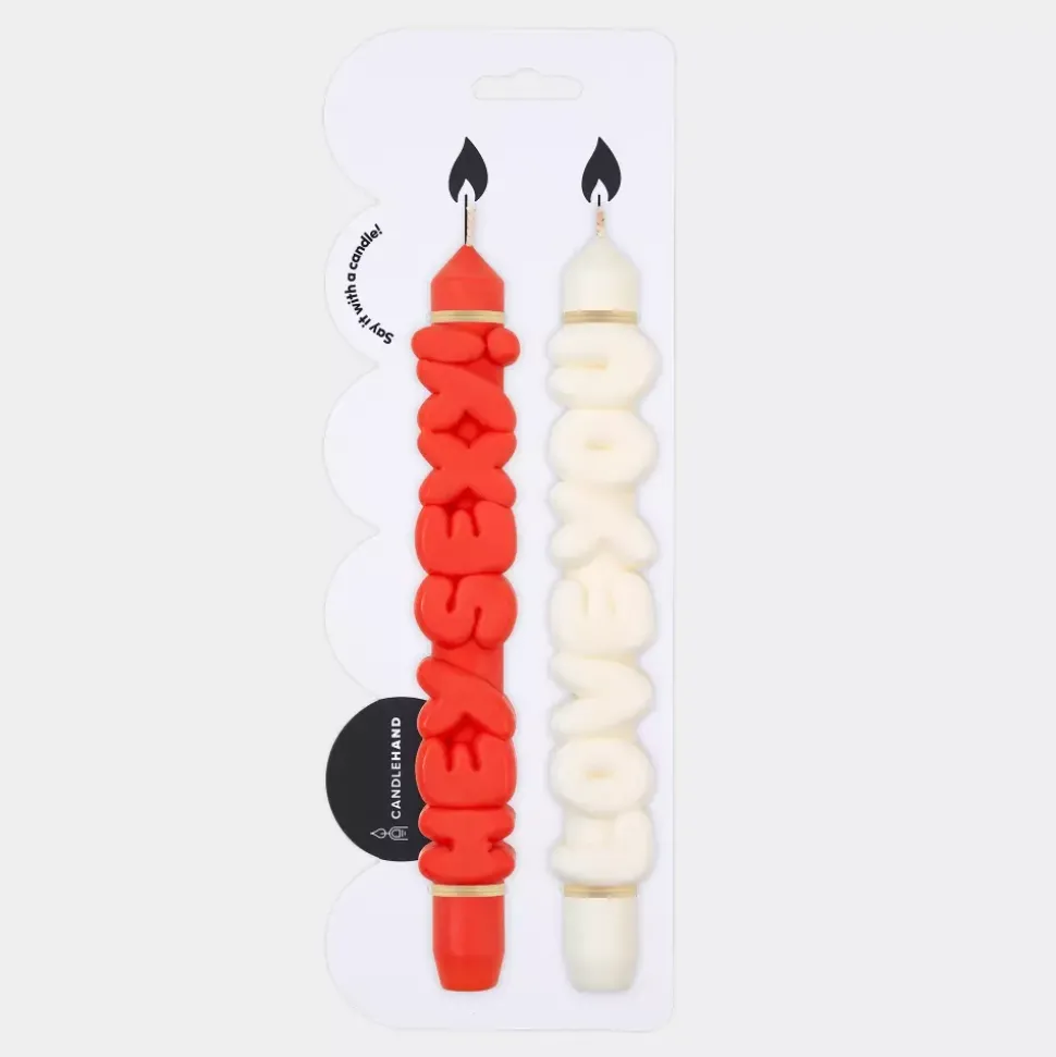 Taper Candle LOVING Hvit/Oransj
