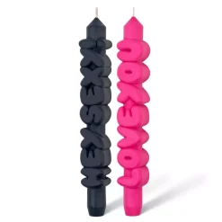 Taper Candle LOVING Svart/Rosa