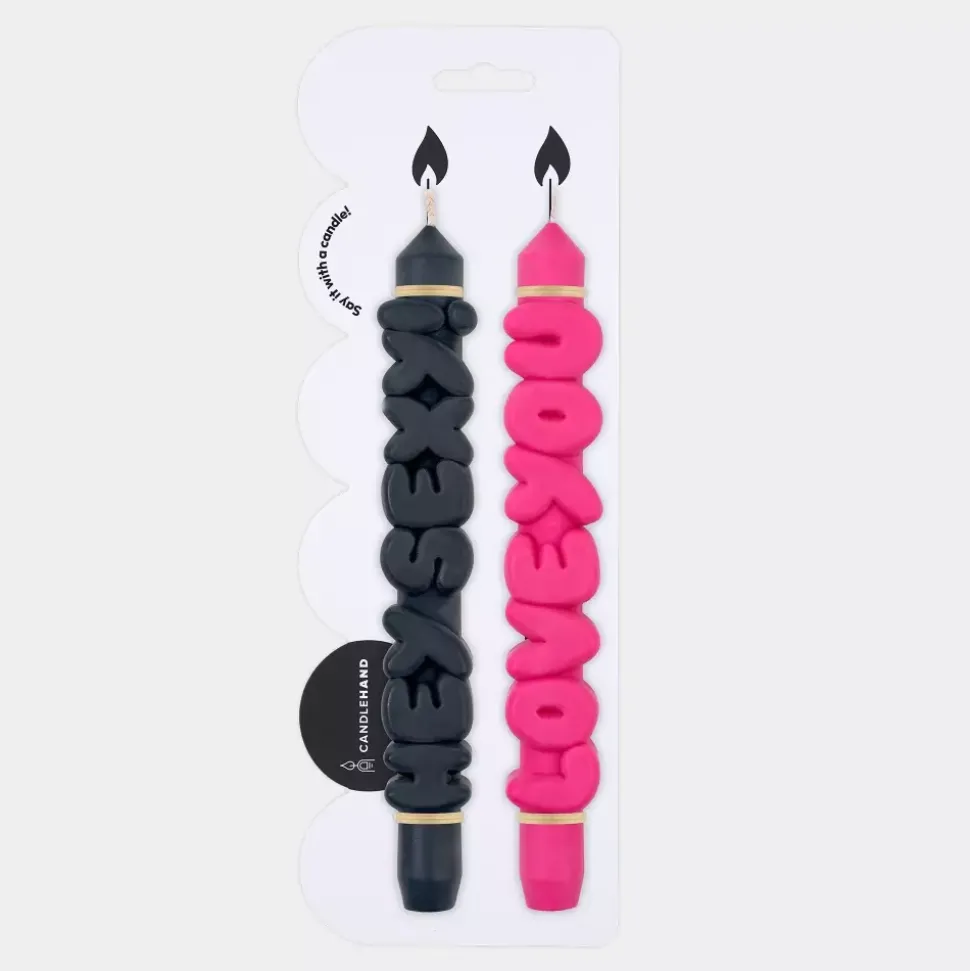 Taper Candle LOVING Svart/Rosa