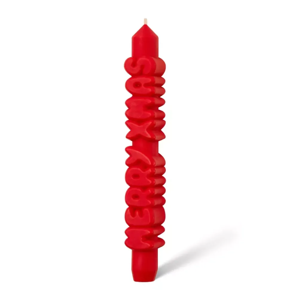Taper Candle MERRY XMAS Rød