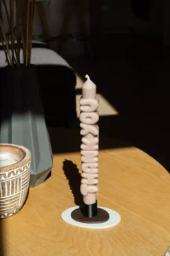 Taper Candle THANK YOU Cream