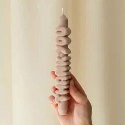 Taper Candle THANK YOU Cream