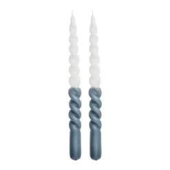 Twisted Kronelys H25 Cm Hvit/Blå