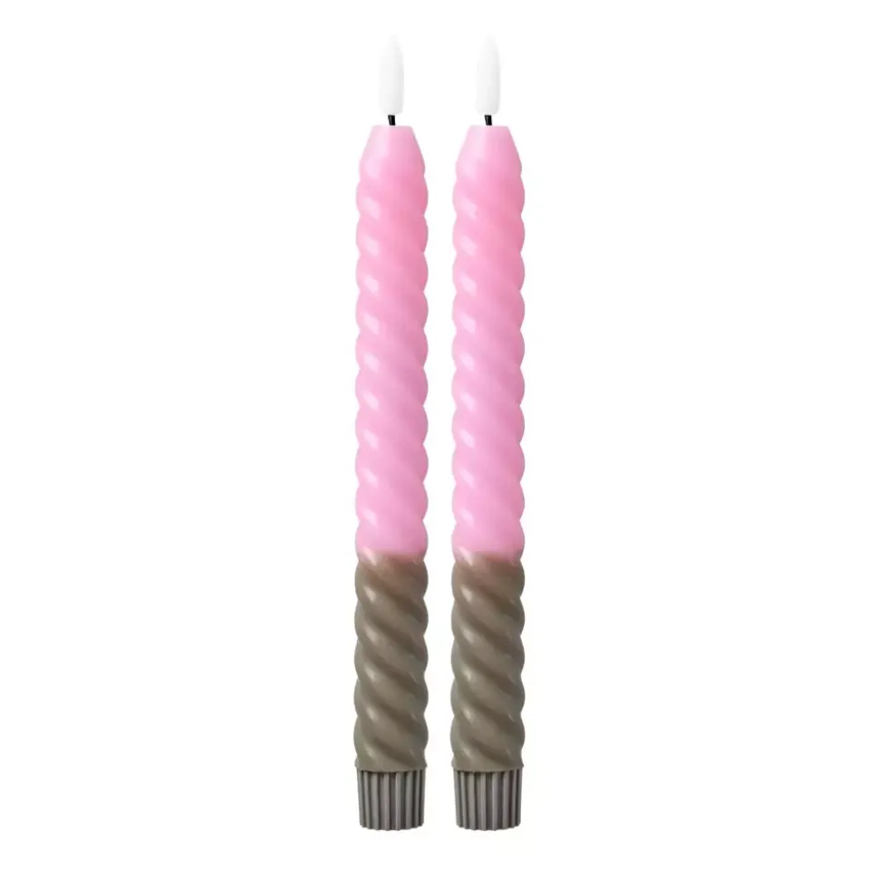 Twisted Led-Lys Rosa & Sand 2pk
