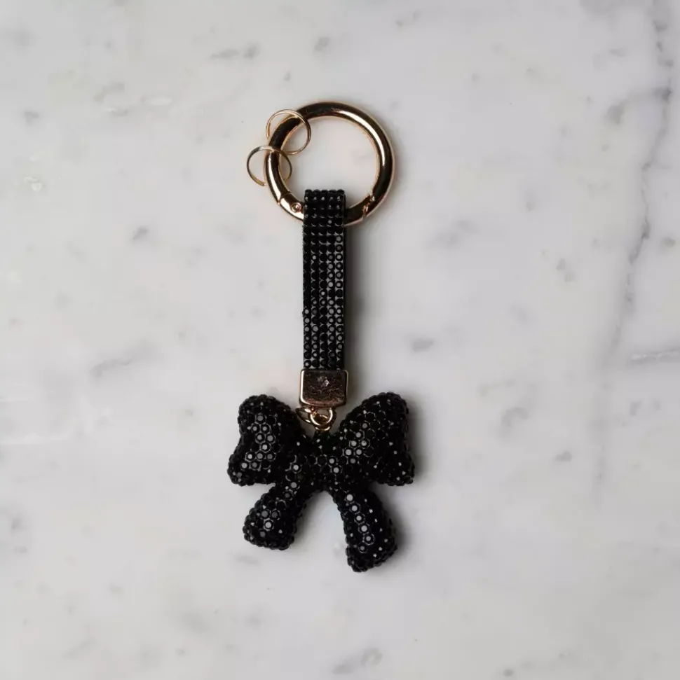 Veskepynt/Nøkkelring Sløyfe Sort Glitter