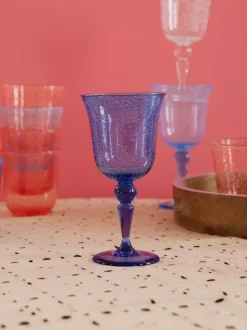 Vinglass Akryl Med Bobler Blå