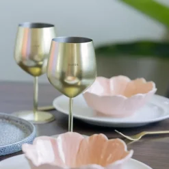 Vinglass Stål Glede & Lykke 2pk 450 Ml Gull