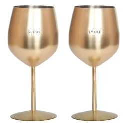 Vinglass Stål Glede & Lykke 2pk 450 Ml Gull