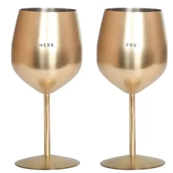 Vinglass Stål Herr. & Fru. 2pk 450 Ml Gull