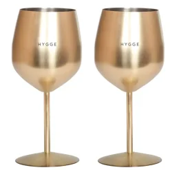 Vinglass Stål Hygge 2pk 450 Ml Gull