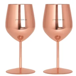 Vinglass Stål Sett Med 2 stk - LYKKEDRIKK x 2