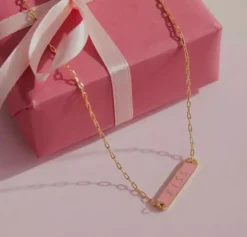 Word Candy Tag Necklace Kiss