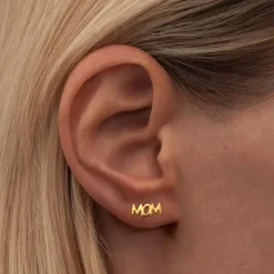 Word MOM Ørering 1 stk Forgyldt