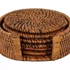 Ziczac - Rattan - Glassbrikke s/6 m/holder Brun