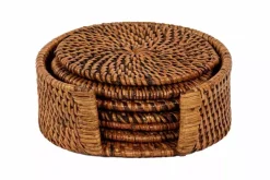 Ziczac - Rattan - Glassbrikke s/6 m/holder Brun