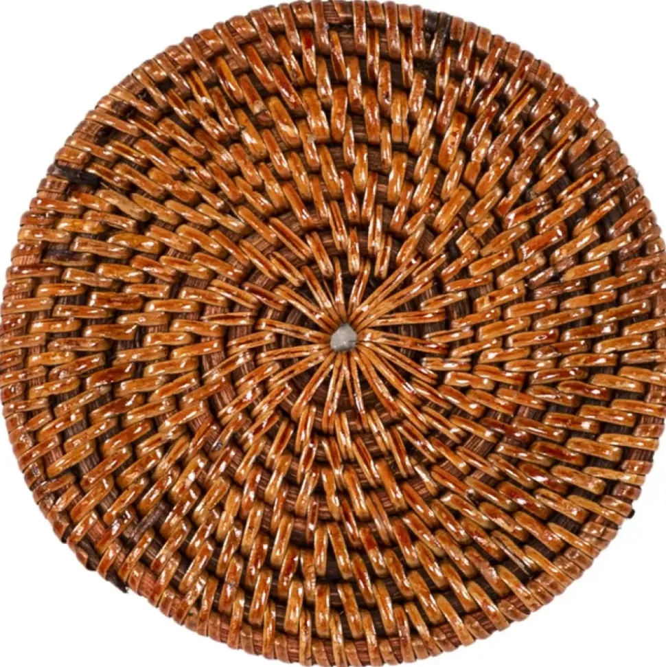 Ziczac - Rattan - Glassbrikke s/6 m/holder Brun