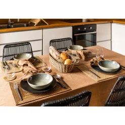 Ziczac - Rattan - Glassbrikke s/6 m/holder Beige