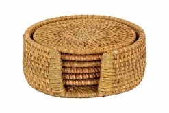 Ziczac - Rattan - Glassbrikke s/6 m/holder Beige