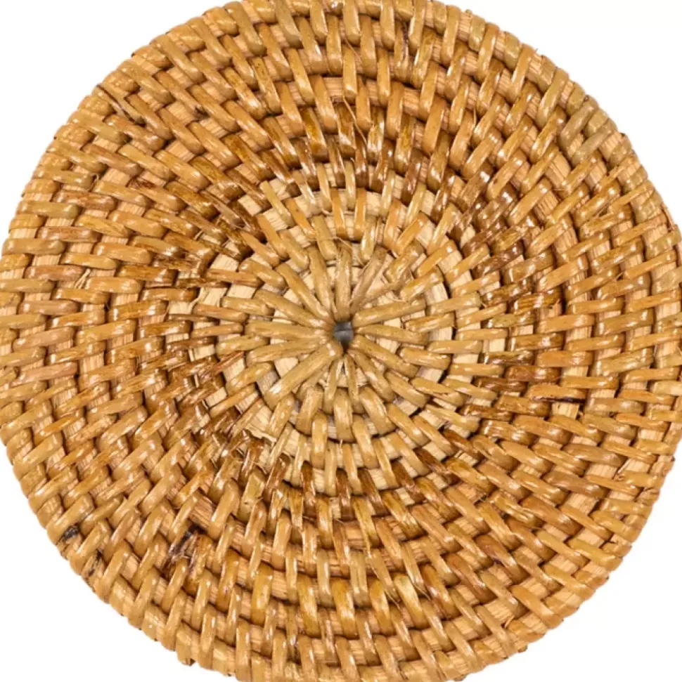 Ziczac - Rattan - Glassbrikke s/6 m/holder Beige