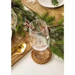 Ziczac - Rattan - Glassbrikke s/6 m/holder Beige