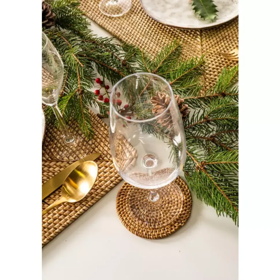 Ziczac - Rattan - Glassbrikke s/6 m/holder Beige